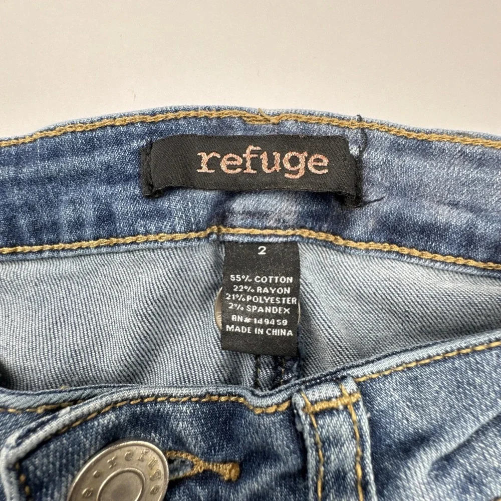 Refuge Women Skinny Jeans Size 2 Cotton Blend Floral Embroidered Distressed Boho